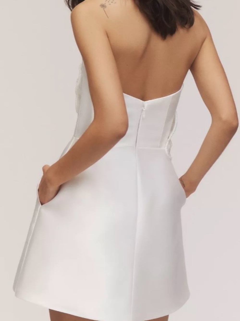 Watters Brie Strapless Embellished Pearl Floral A-Line Mini Dress - Picture 7 of 7